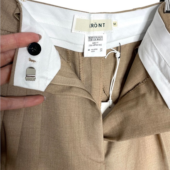 Frankie Shop | NWT Straight Leg Pleat Front Trousers Natural Medium - Picture 6 of 9